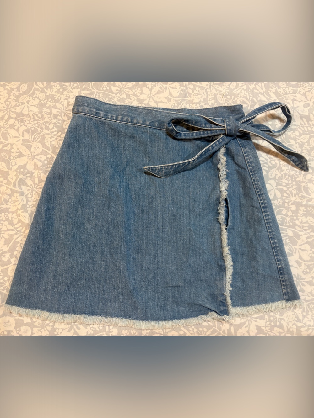Madewell Women’s/ Denim Tie-Waist Frayed Hem Women's Wrap Skirt, Size 6